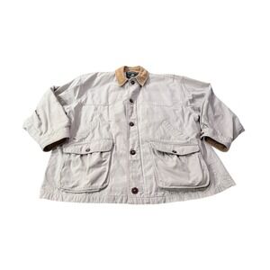 Orvis Vintage Mens Tan Barn Coat Corduroy Chore Jacket Collar Hong Kong XL 3h1